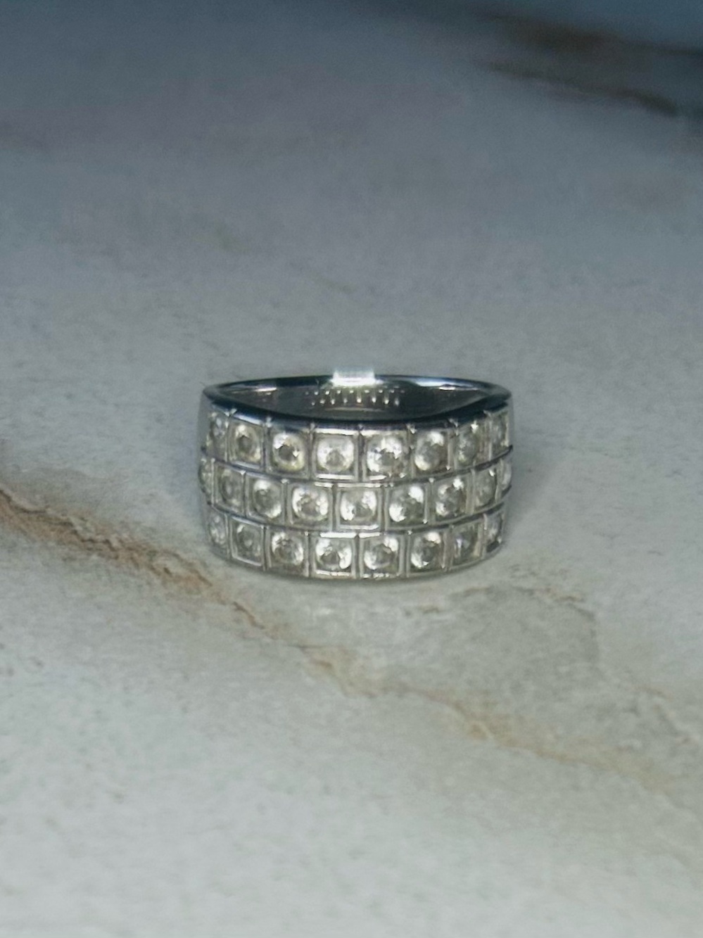 Silver Toned Multi-Row Band Ring